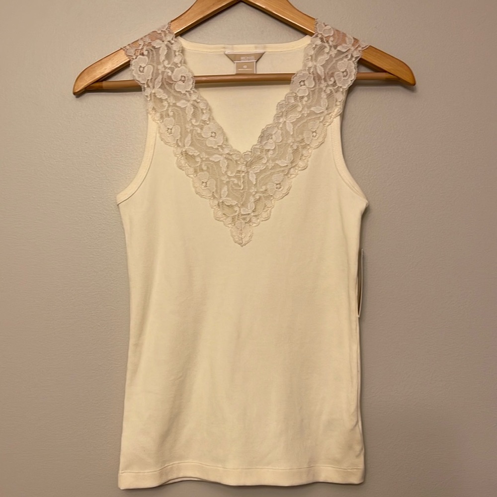 Michael Kors Cream Tank with Lace Detail - Size Small - NWT